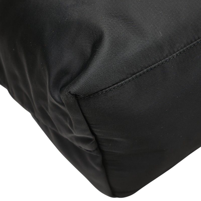 Prada Triangle Logo Plate Handbag Tote Bag Vr4377 Black Nylon Leather Women