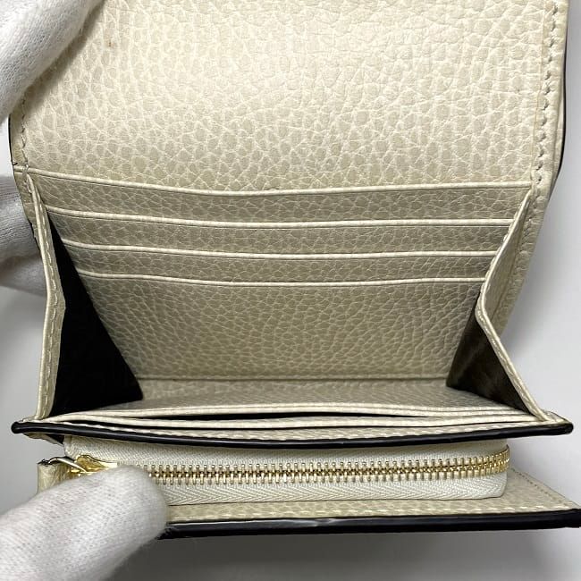 Gucci Bifold Wallet Beige White Marmont 598587 Excellent Condition