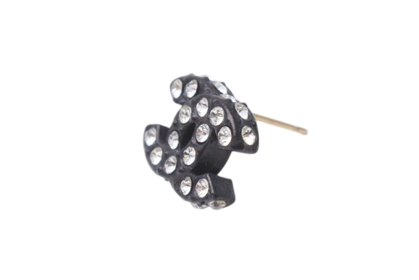 Chanel CC Logo Earrings 02 Rhinestone Black — view 5