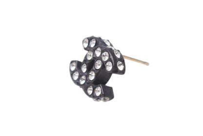 Chanel CC Logo Earrings 02 Rhinestone Black — view 5