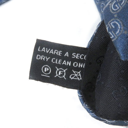 Gucci 100% Silk GG Logo All-over Pattern Cles Str Wide Tie Light Blue Made In