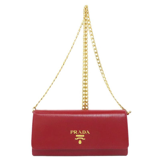 Prada Chain Wallet Long Wallet With Change Pocket Saffiano Women