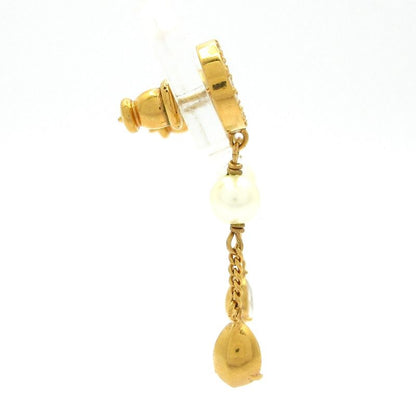 Dior/christian Dior Earrings Petite CD Logo Earrings Gold And White CD Motif