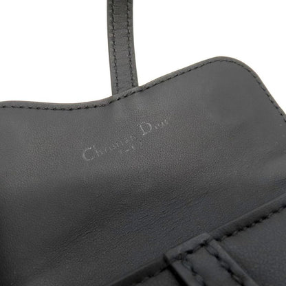 Christian Dior Chain Wallet Saddle Nano Leather Black Matte Black Hardware