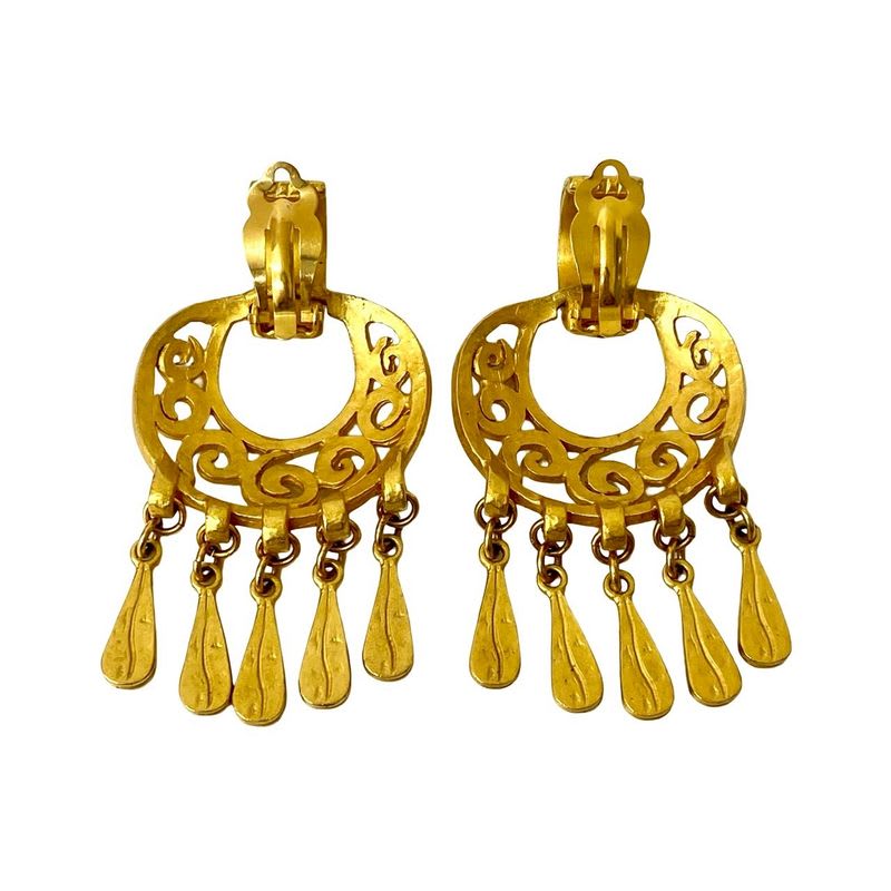 Chanel Vintage Coco Mark Earrings Ear Cuff Accessories 95P
