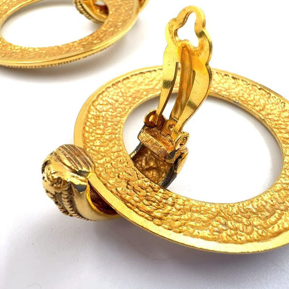 Chanel Logo Circle GP Gold Earrings Gold