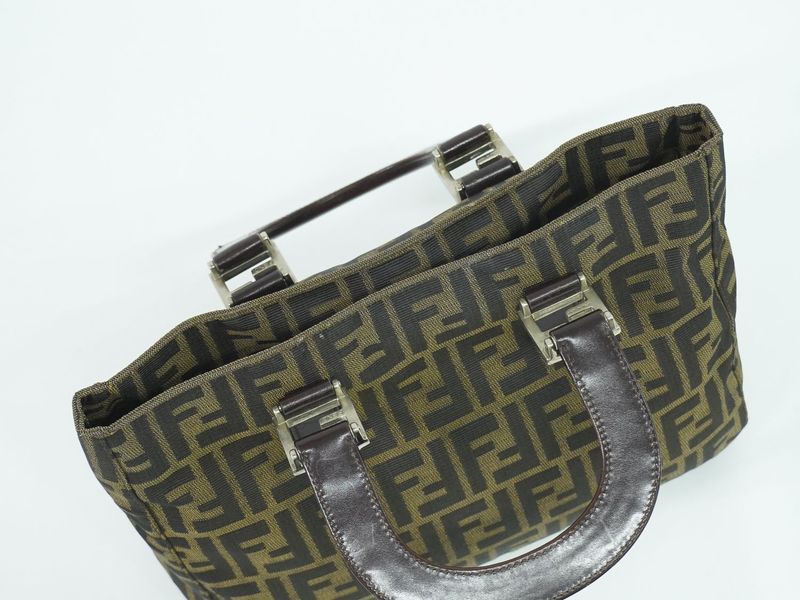 Authentic Fendi Zucca Tote Handbag Canvas Brown 26329 Zucca Bag Pre-owned