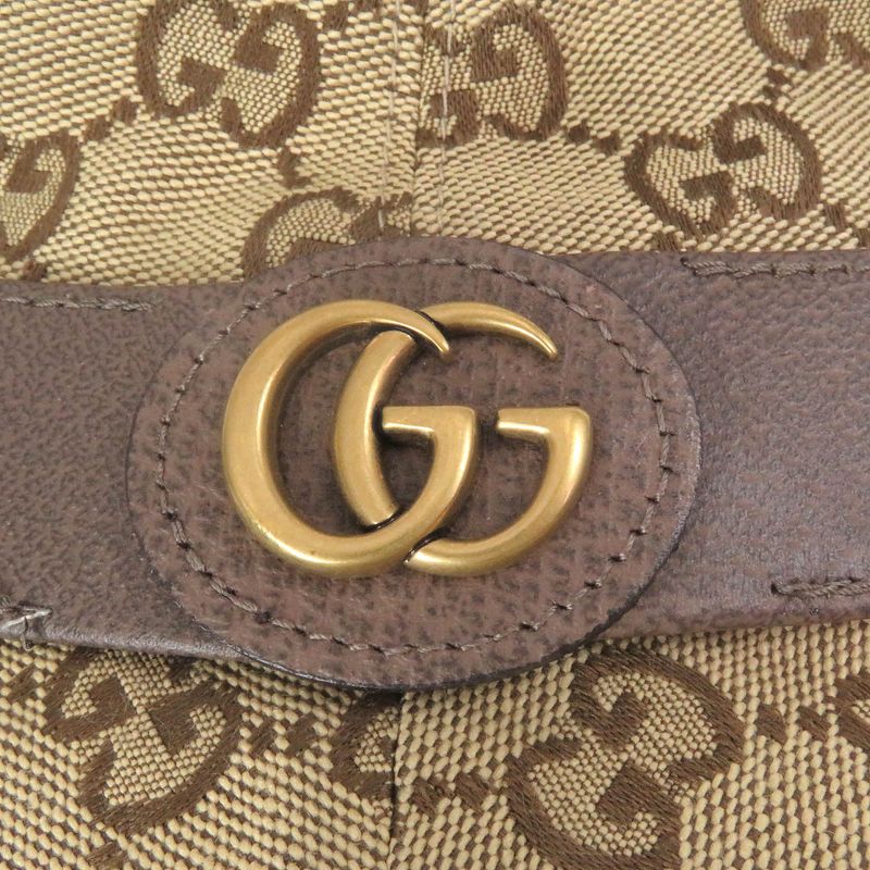 Gucci 576587 GG Canvas Logo Hardware Leather Piping Bucket Hat Beige S/57cm