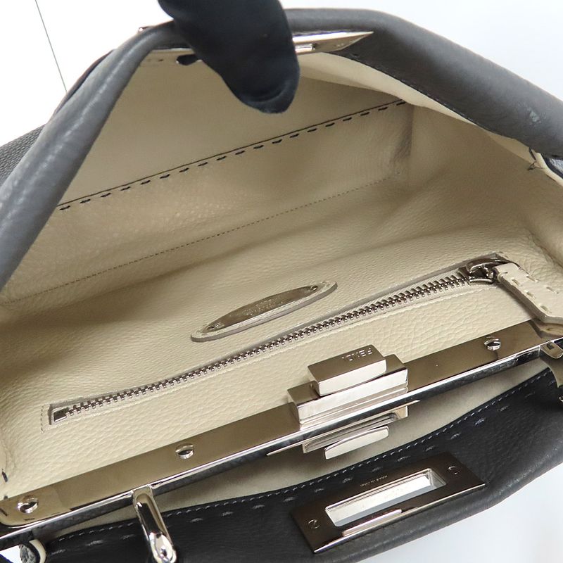 Fendi P-cub-medium Selleria 8bn290 Handbag 2WAY Asphalt Gray-leather