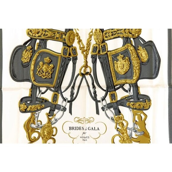 Hermes Silk Scarf Carre 90 Brides de GALA by Hugo Grygkar Pink White