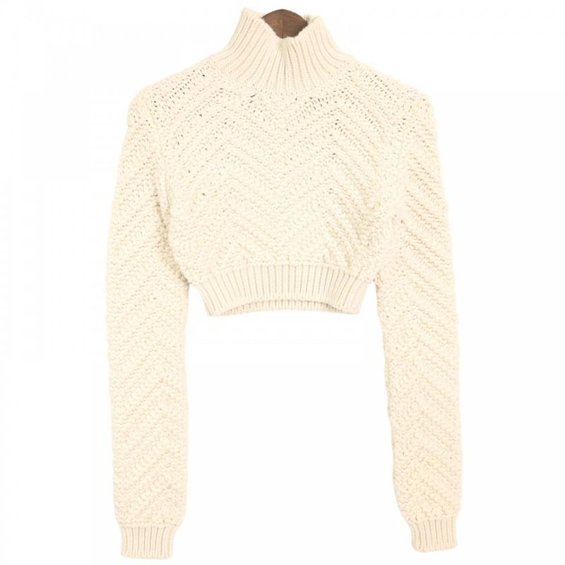 Fendi Knit Women's FF Logo Cropped Sweater Long Sleeve Clothing Tops Apparel