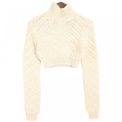 Fendi Knit Women's FF Logo Cropped Sweater Long Sleeve Clothing Tops Apparel