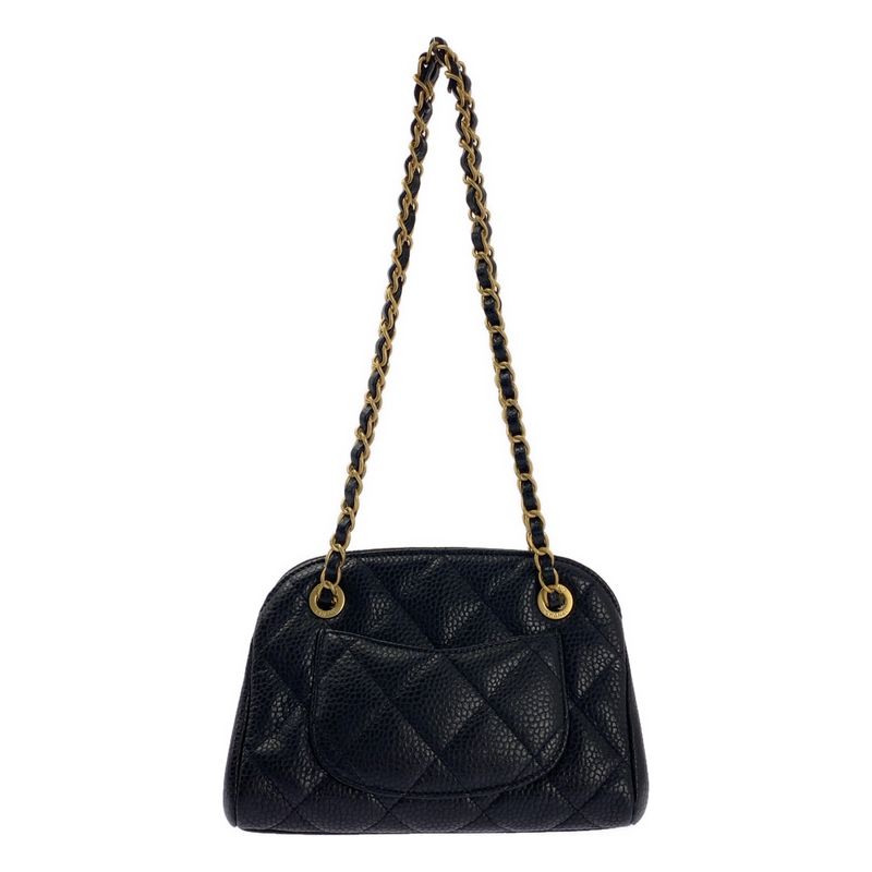 Chanel - Small Bowling Bag Caviar Skin Grained Calf Small Bow Ring Bag - Black