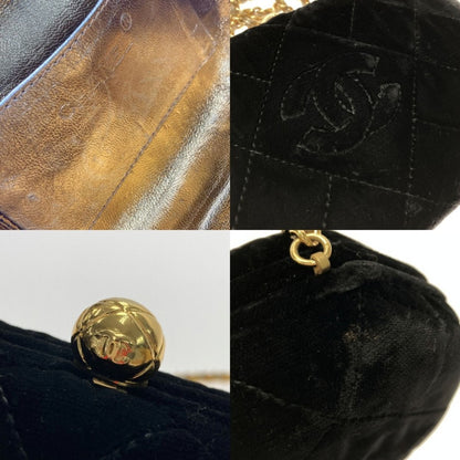 Chanel Cocomark Pouch Chain Shoulder Bag Black Velvet Velor Gold Hardware