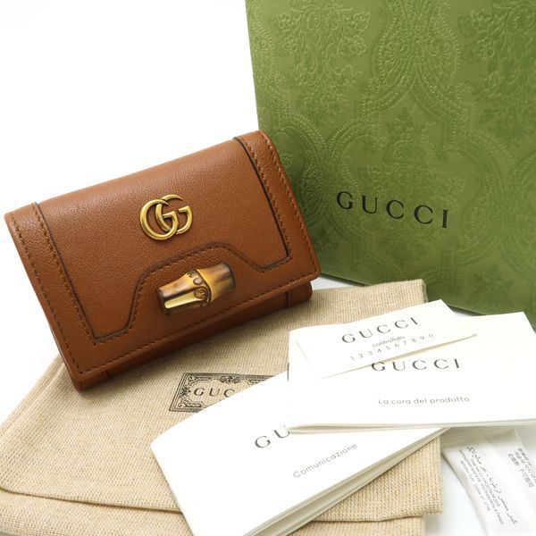 Gucci Diana Medium Wallet 658633 Bamboo Trifold Wallet Compact Brown Similar/unu