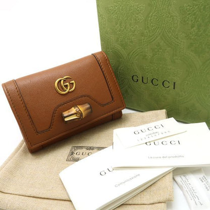 Gucci Diana Medium Wallet 658633 Bamboo Trifold Wallet Compact Brown Similar/unu