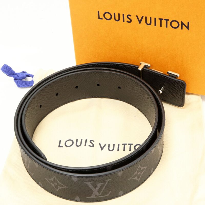 Louis Vuitton Men's Belt Taiga Llama Noir Black (black) Belt LV Initials 40mm