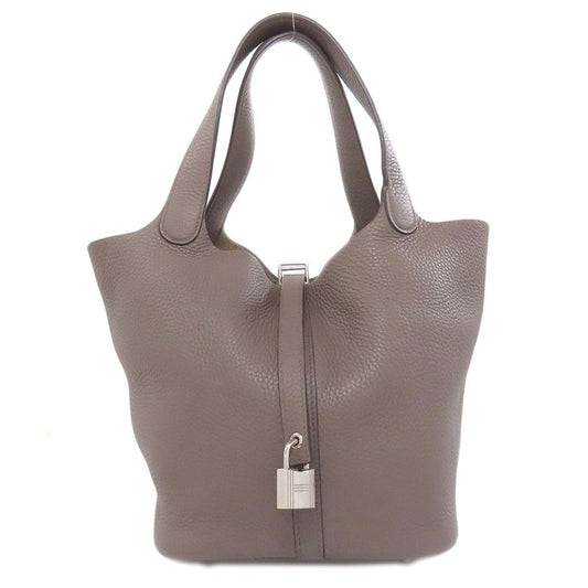 Hermes Picotin Lock MM Etan Silver Hardware Handbag Taurillon Women
