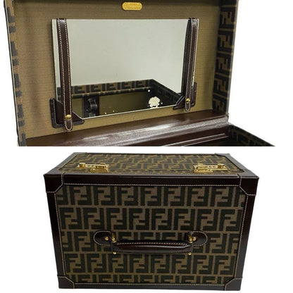 Fendi Zucca FF Pattern Canvas Leather Handbag Vanity