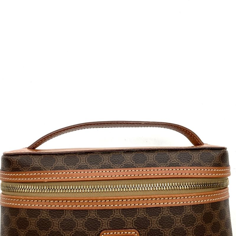 Celine MC96 Vanity Bag Handbag Cosmetic Pouch Macadam PVC Brown Ladies Men