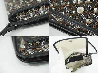 Authentic Goyard Plumet Shoulder Bag Pochette Pouch Wallet PVC Black Brown Bag