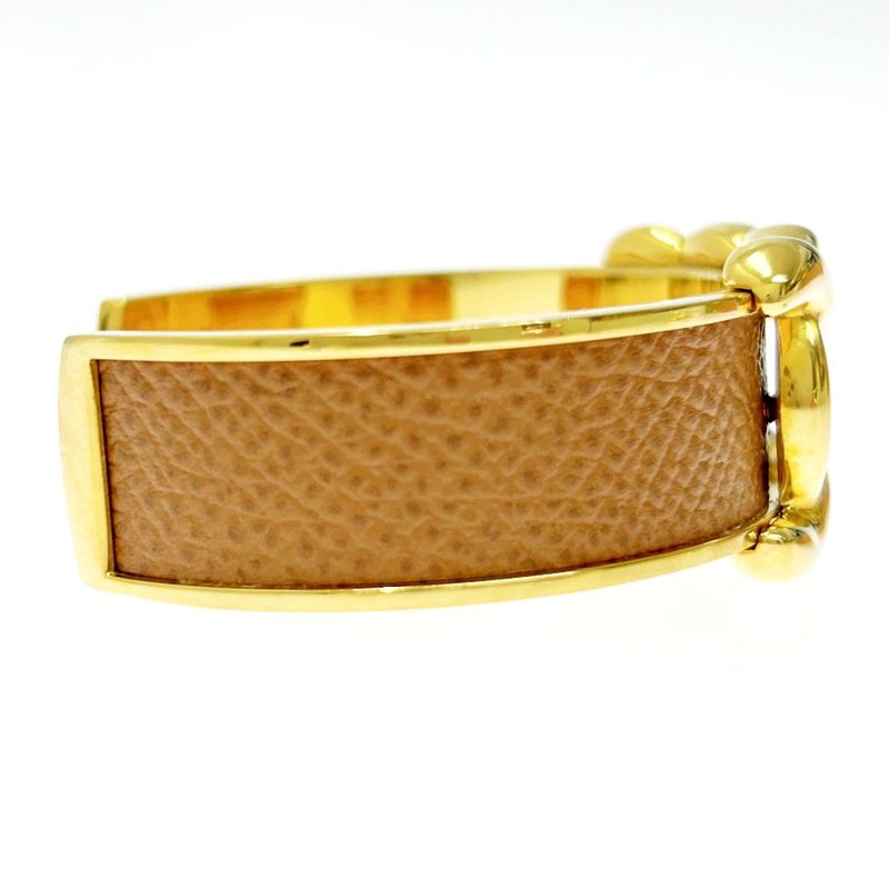 Hermes Leather GP Knot Bangle Women's Brown Gold 364000 Bangle