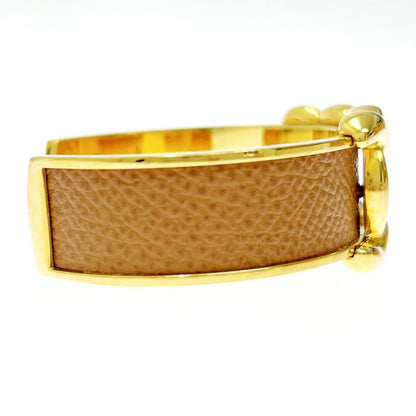 Hermes Leather GP Knot Bangle Women's Brown Gold 364000 Bangle