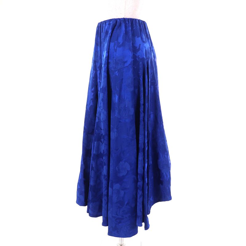 Balenciaga 2020 625534 Floral Pattern Floral Long Flared Skirt Blue 36 Made In