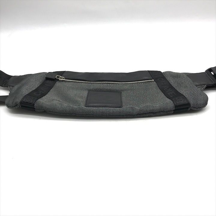 Chanel CC Logo Sports Waist Body Shoulder Bag Black Lame
