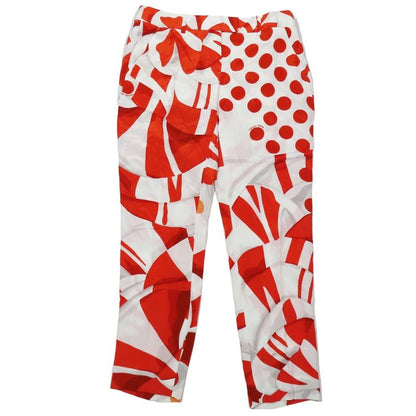2014 Fendi Silk Slacks Tapered Pants Cropped Length Total Design 42 White Red