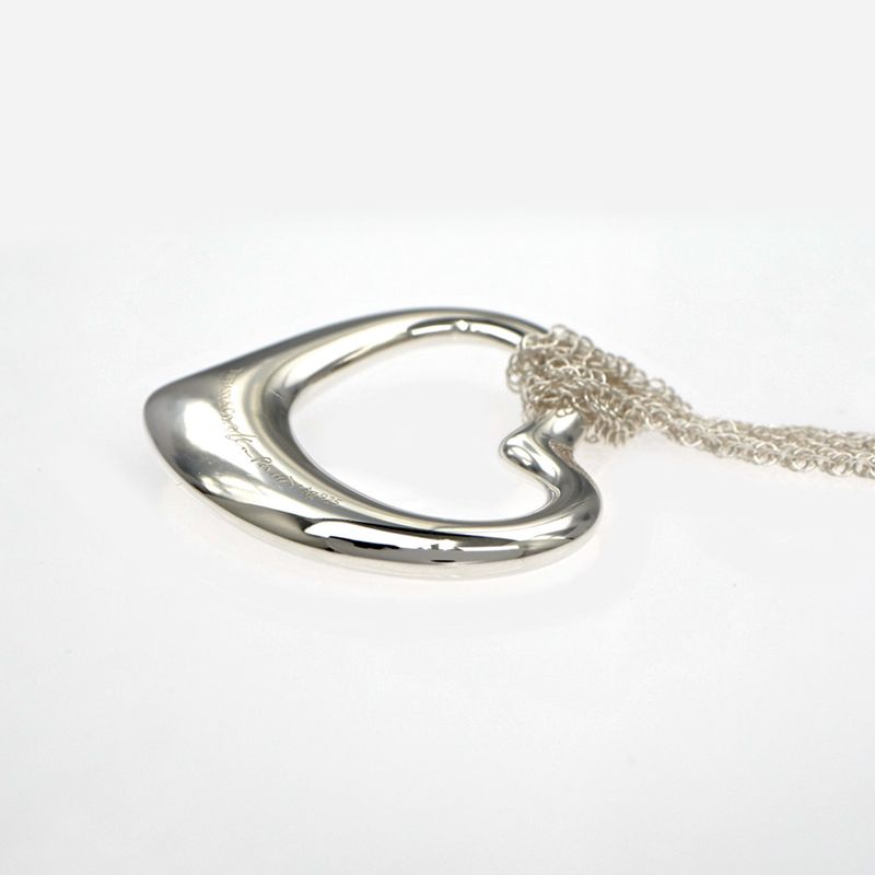 Tiffany & Co Necklace Open Heart Mesh Chain Ag925 SV Pendant Jewelry