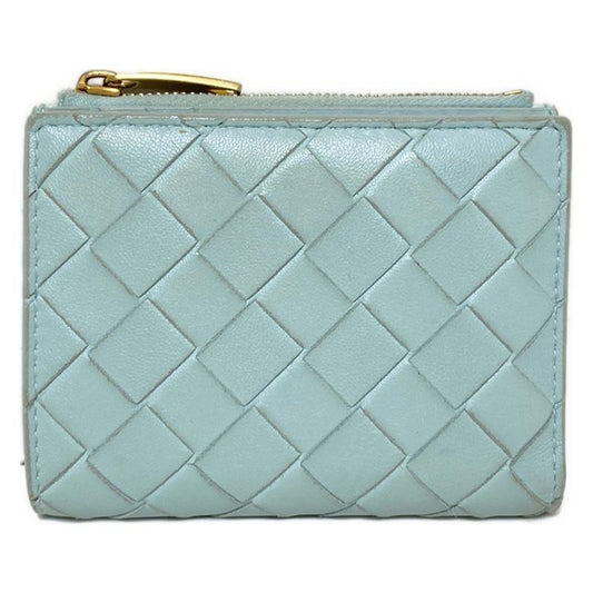 Bottega Veneta Bifold Wallet In Maxi Intrecciato Light Blue Leather