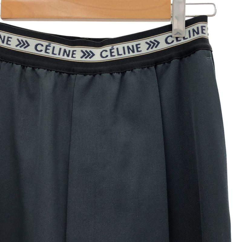 Celine - Phoebe Period Waist Logo Wide Slacks Pants - 38 - Navy - Women's