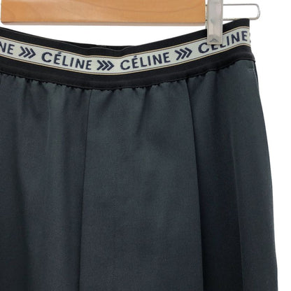 Celine - Phoebe Period Waist Logo Wide Slacks Pants - 38 - Navy - Women's