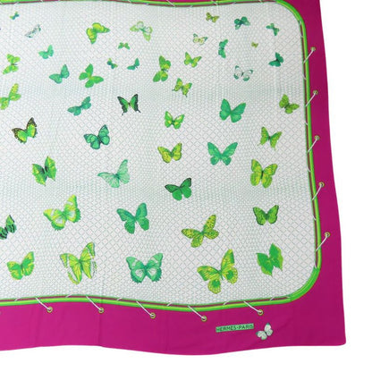 Hermes Shawl Pareo Cotton Purple White Green Butterfly Large Scarf Women Hermes