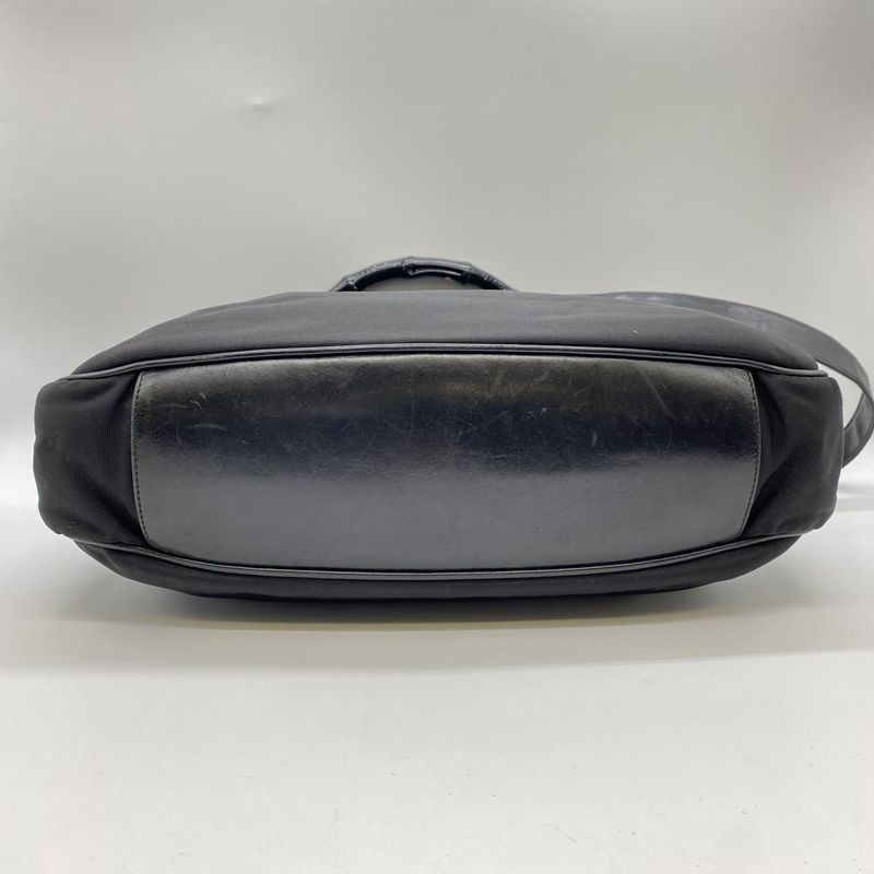 Gucci Old Gucci 001-1577 Bamboo 2WAY Shoulder Bag Handbag Nylon Leather Black