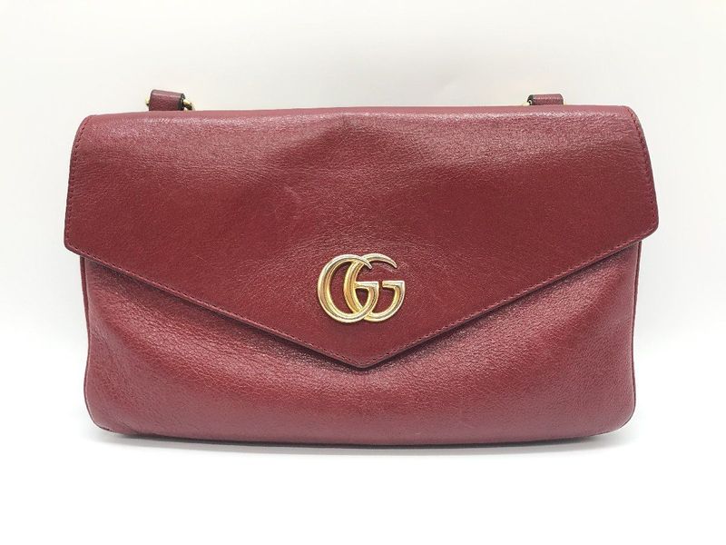 Gucci GG Cat Double Face 2way Chain Shoulder Bag 524822 Leather Black and Red