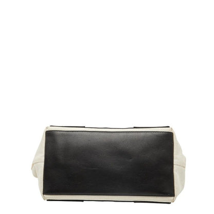 Balenciaga Navy Cabas Small 339933 Beige Black Canvas Leather Women's Balenciaga