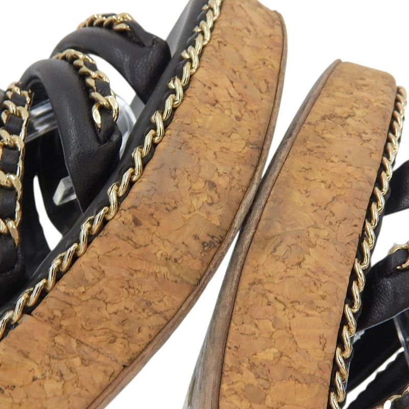 Chanel Leather Coco Mark Chain Strap Sandals G35779 35C Approx 22.5cm (8.86in)