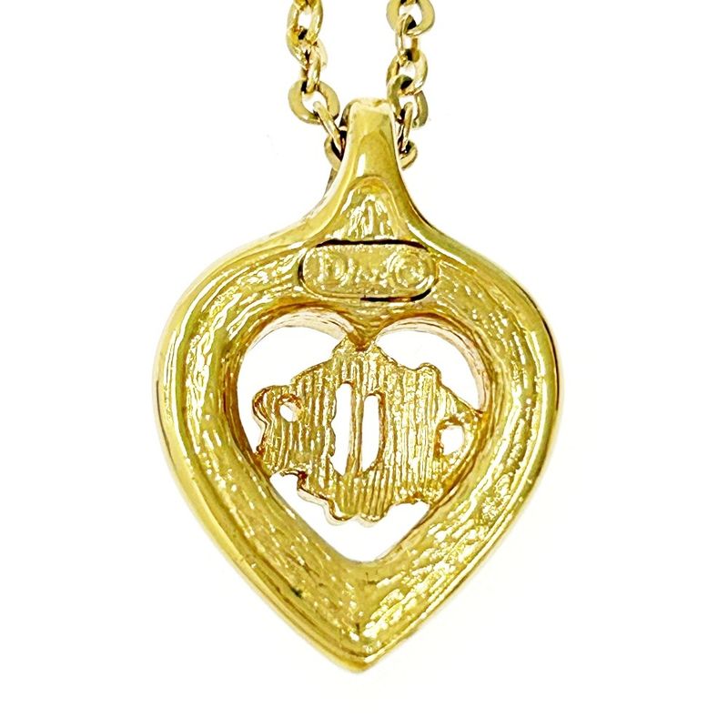 Christian Dior GP Rhinestone Emblem Heart Necklace Women's 307474 Necklace