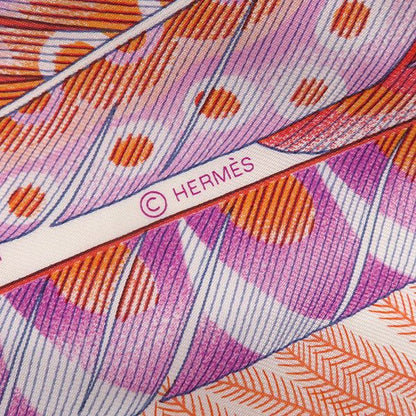 Hermes Scarf Carre 90 Carre Silk White Coral and Palm [plumes En Fete