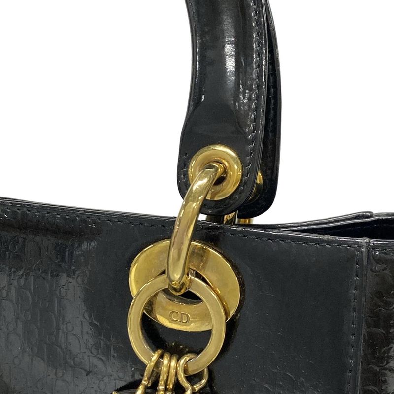 Dior/christian Dior Handbag Lady Dior Medium Bag Black Trotter Leather