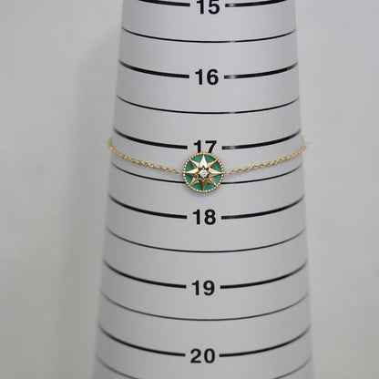 Dior Rose Devan Diamond Leather AU 750 18K Yellow Gold Green E1069