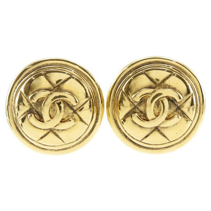Chanel Coco Mark Matelasse Vintage Gold Plated Ladies 31g Earrings