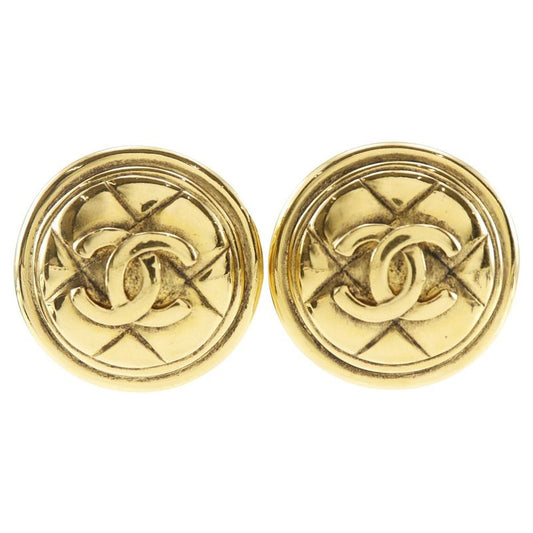 Chanel Coco Mark Matelasse Vintage Gold Plated Ladies 31g Earrings