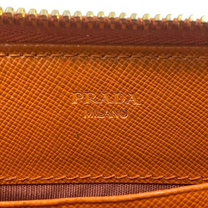 Prada Round Zipper Long Wallet Orange 1ml506 Wallet Saffiano