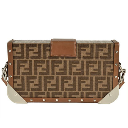 Fendi Zucca Trunk Shoulder Bag PVC Leather 7va498 Brown Women