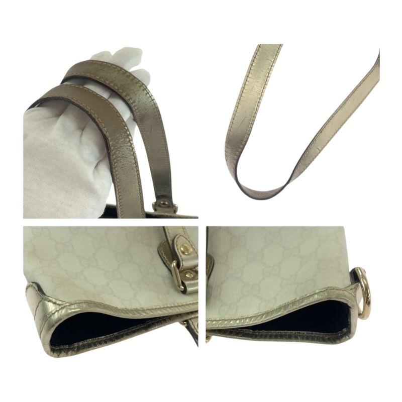Gucci White Gold Hardware GG Supreme Canvas 189896 Tote Bag Shoulder Bag Women