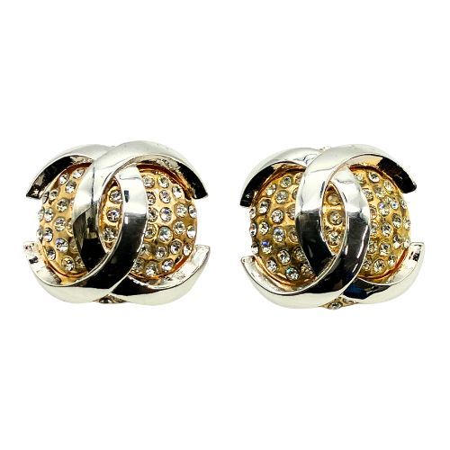 Chanel Earrings Vintage Rhinestones Vintage Rhinestones 2 3 Coco Mark Gold