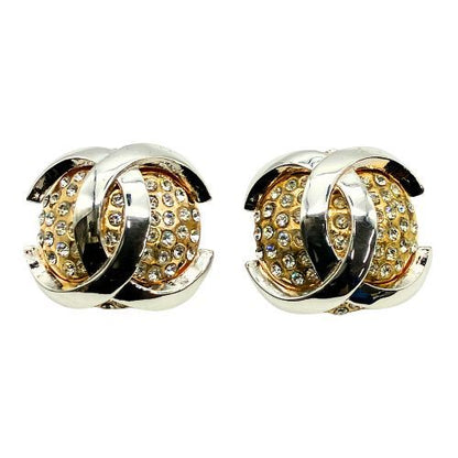 Chanel Earrings Vintage Rhinestones Vintage Rhinestones 2 3 Coco Mark Gold